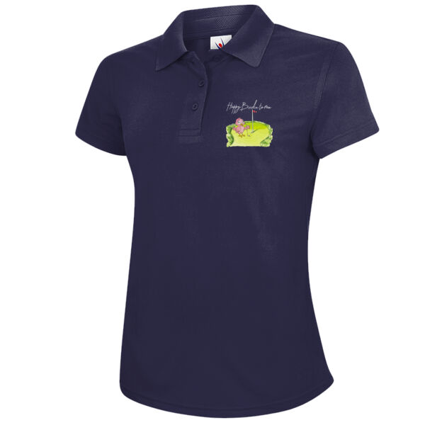 Happy Birdie to Me - Ladies Fitted Polo Thumbnail